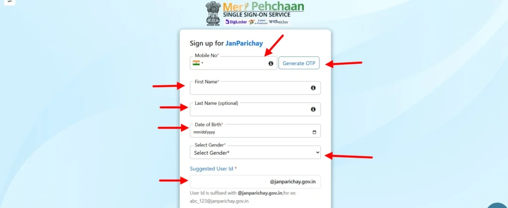 image showing that enter mobile not, ID, and everything they ask